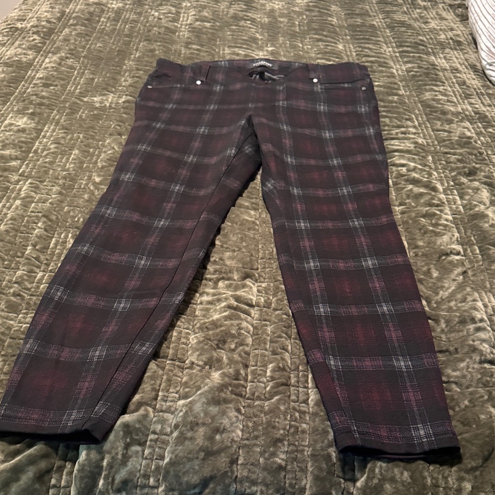 Liverpool Black and Red Plaid Pants